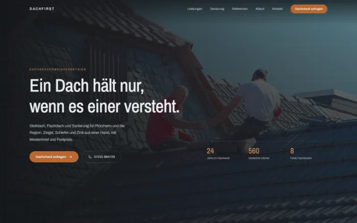 Website-Design DACHFIRST – Dachdeckermeisterbetrieb