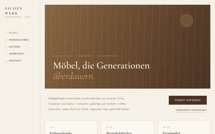Website-Design: EICHENWERK – Schreinerei