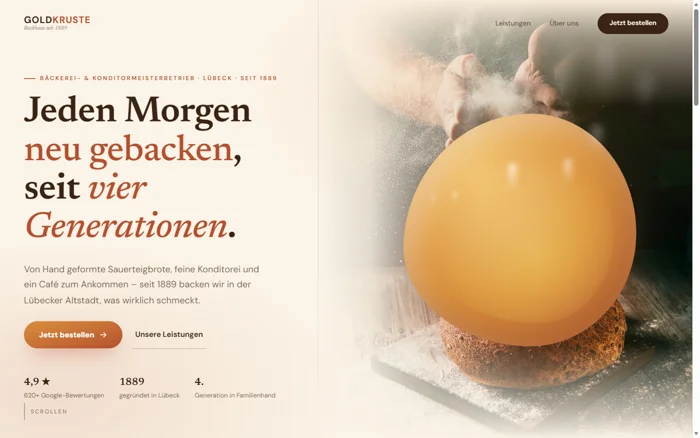 Website-Design GOLDKRUSTE – Bäckerei- & Konditormeisterbetrieb