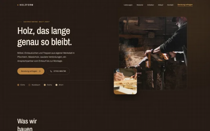Website-Design HOLZFORM – Schreinerei & Möbelbau