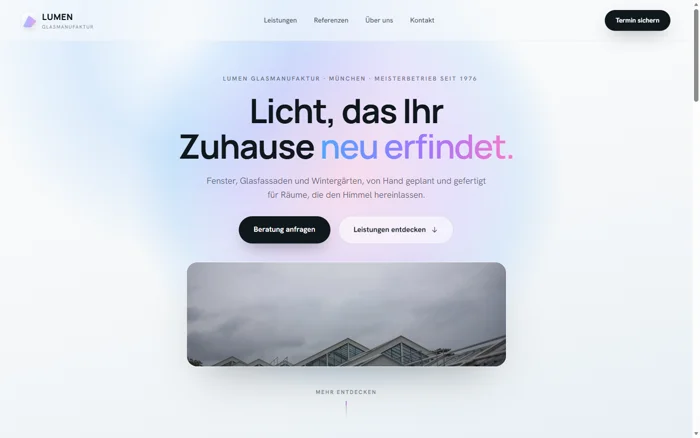Website-Design LUMEN – Glaserei- & Fensterbaumeisterbetrieb
