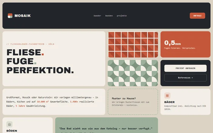 Website-Design: MOSAIK – Fliesenleger