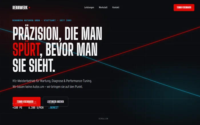Website-Design RENNWERK – Kfz-Meisterbetrieb