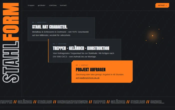 Website-Design: STAHLFORM – Metallbau