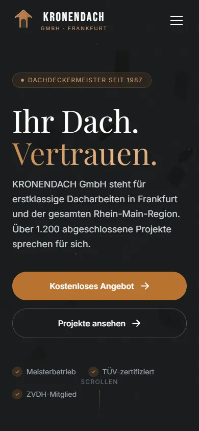 Website-Design für Dachdecker: KRONENDACH