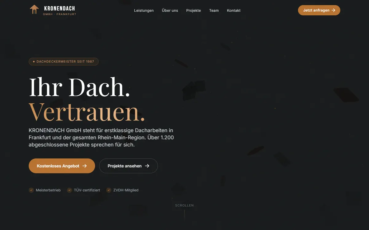Website-Design: KRONENDACH – Dachdecker