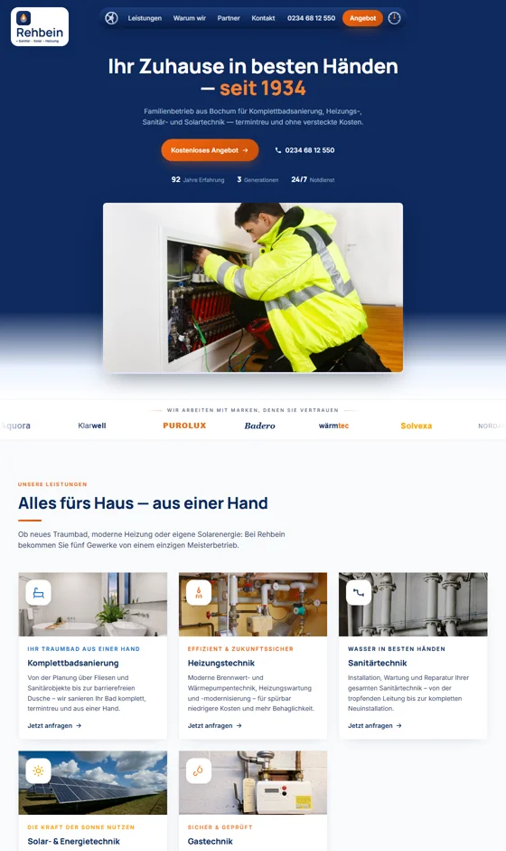 Website der Rehbein Sanitär & Heizung GmbH – Sanitär & Heizung