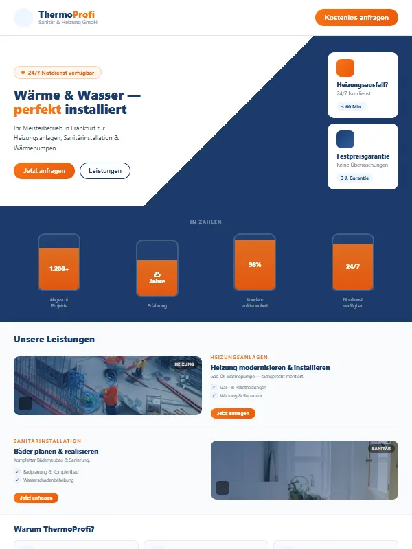 Website-Design für Sanitär & Heizung: ThermoProfi