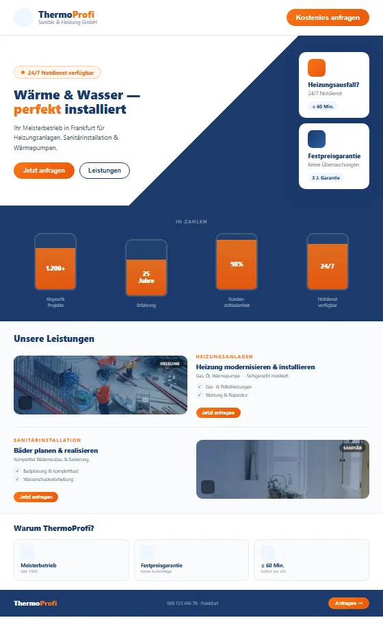 Website-Design: ThermoProfi – Sanitär & Heizung